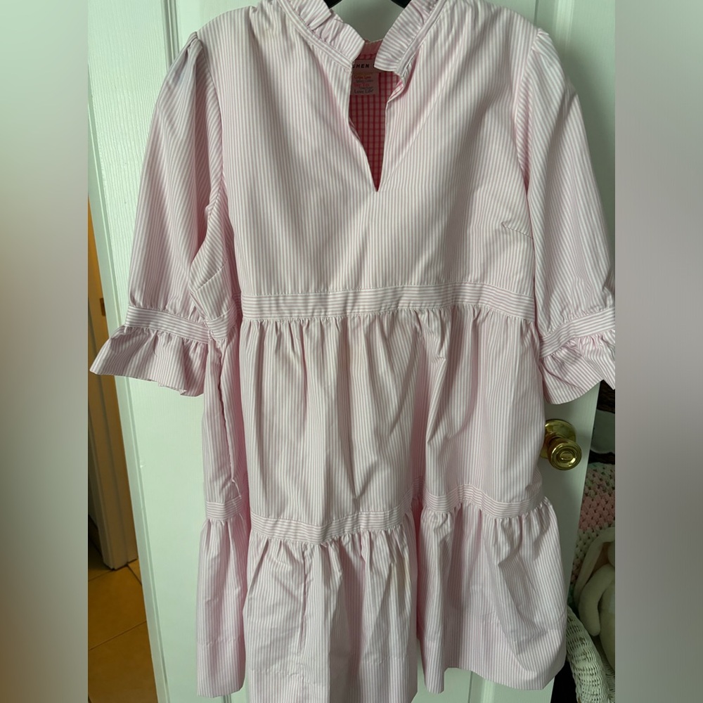 Gretchen Scott pink seer sucker dress size large